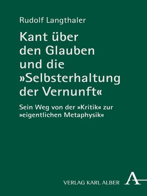 cover image of Kant über den Glauben und die "Selbsterhaltung der Vernunft"